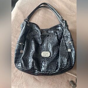 Gia Milani Black Crocodile Tote Bag
